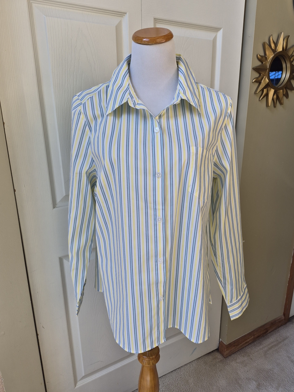 Women’s Striped Button-Down Shirt in Yellow & Blue